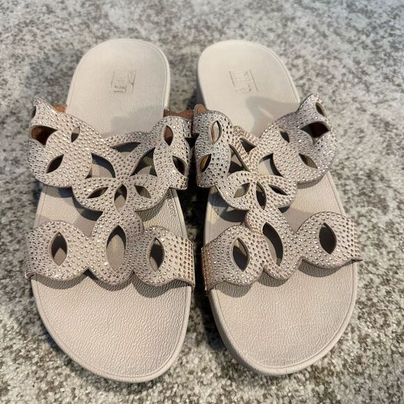 FITFLOP ROSE GOLD ELORA CRYSTAL SLIDES 8 - Picture 2 of 9